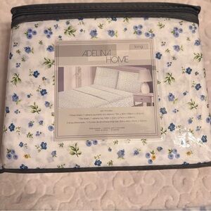 Adelina Home Floral King Size Sheet Set Blue Floral Cottage Shabby Chic New